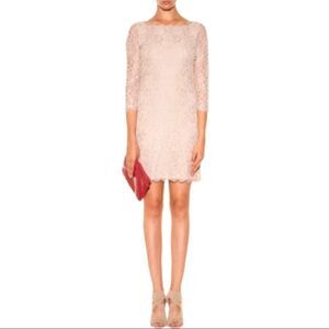 ADRIANNA Papell 3/4 Sleeve Powder Pink Lace Sheath Dress Size 6